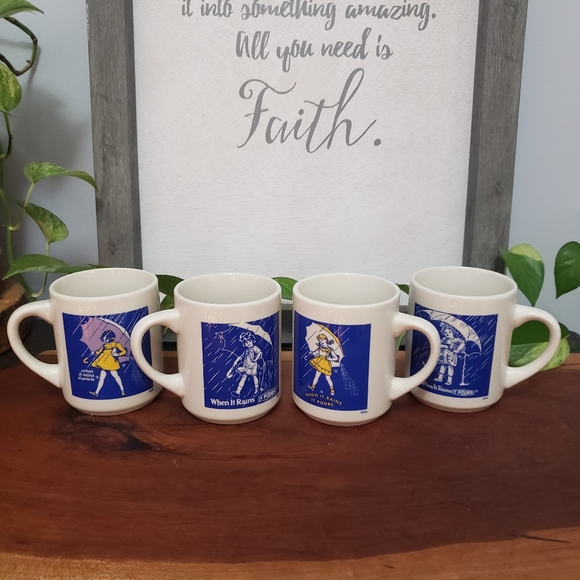 Vintage set of Morton Salt coffee mugs Set of 4 - Picture 11 of 11